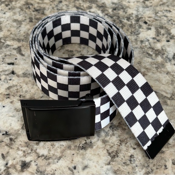 Unbranded Other - Unisex Checkerboard Belt Black White Metal Buckle 44” Length. Double sided Soft